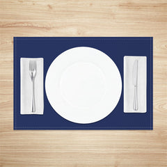 Aperturee - Navy Blue Solid Color Fabric Set Of 4 Placemats