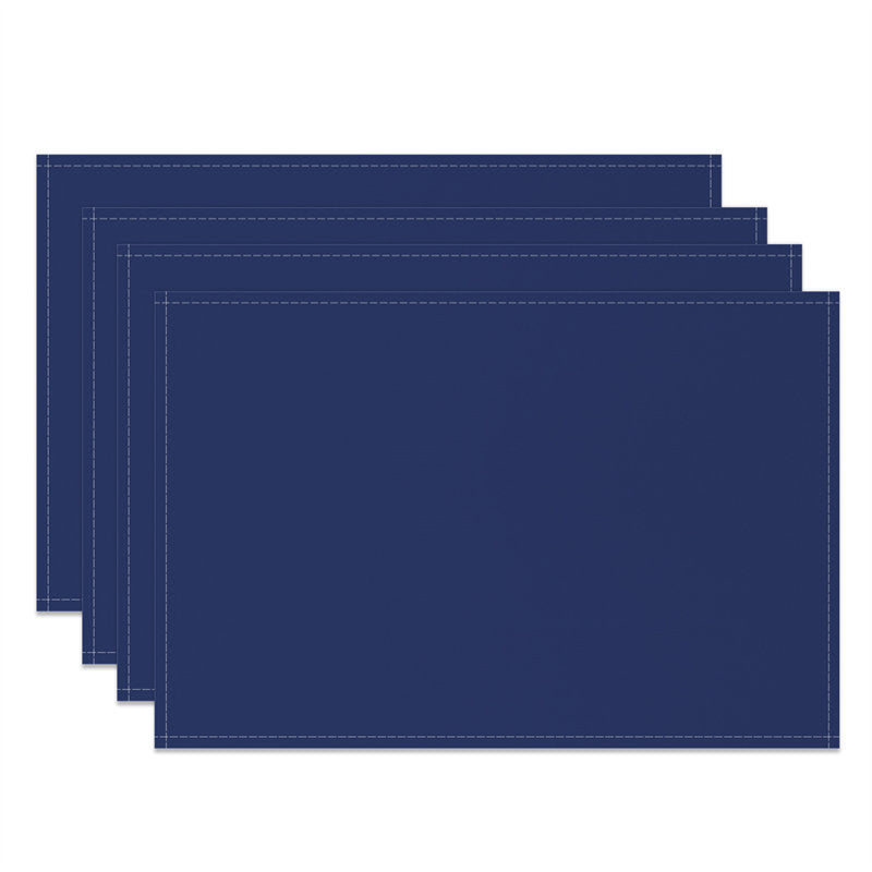 Aperturee - Navy Blue Solid Color Fabric Set Of 4 Placemats