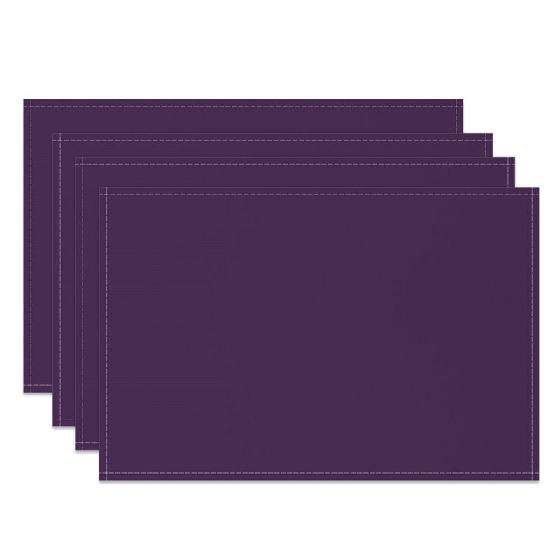 Aperturee - Dark Purple Solid Color Dining Set Of 4 Placemats