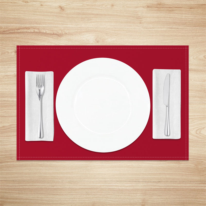 Aperturee - Red Premium Solid Color Dining Set Of 4 Placemats