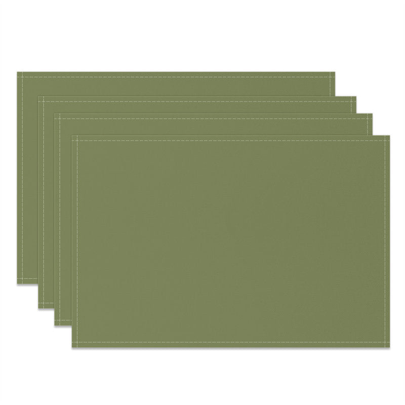 Aperturee - Olive Green Solid Color Dining Set Of 4 Placemats