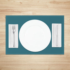 Aperturee - Blue - Green Solid Color Fabric Set Of 4 Placemats