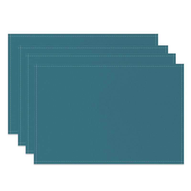 Aperturee - Blue - Green Solid Color Fabric Set Of 4 Placemats