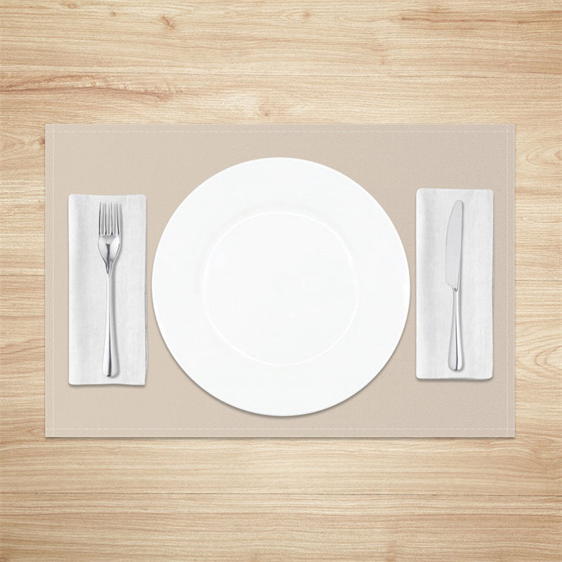 Aperturee - Beige Solid Color Dining Fabric Set Of 4 Placemats