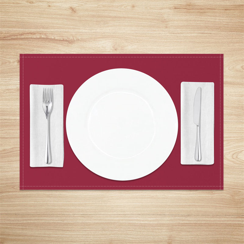 Aperturee - Purplish Red Premium Color Fabric Set Of 4 Placemats