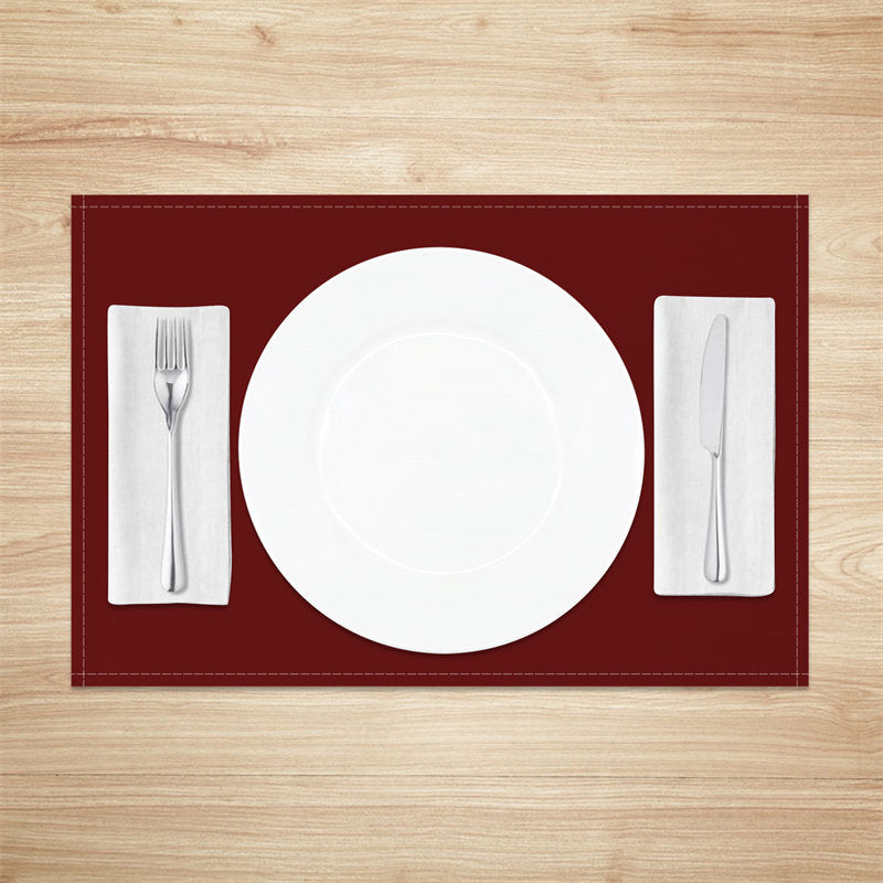 Aperturee - Brick Red Solid Color Dining Set Of 4 Placemats