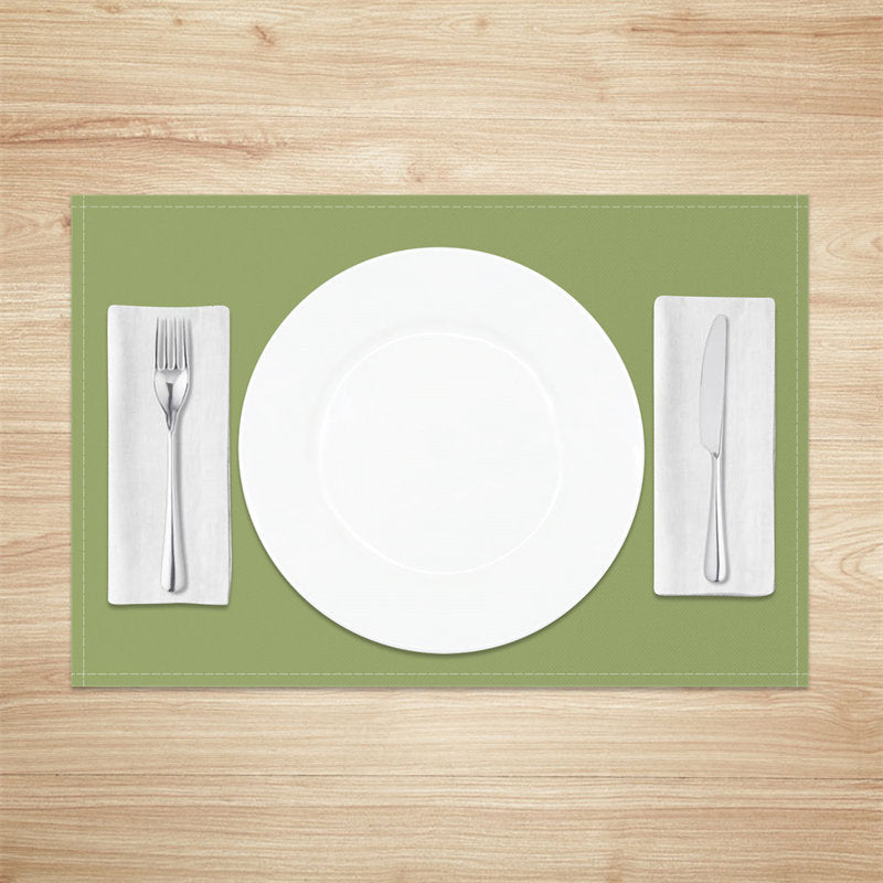 Aperturee - Light Olive Green Solid Color Set Of 4 Placemats