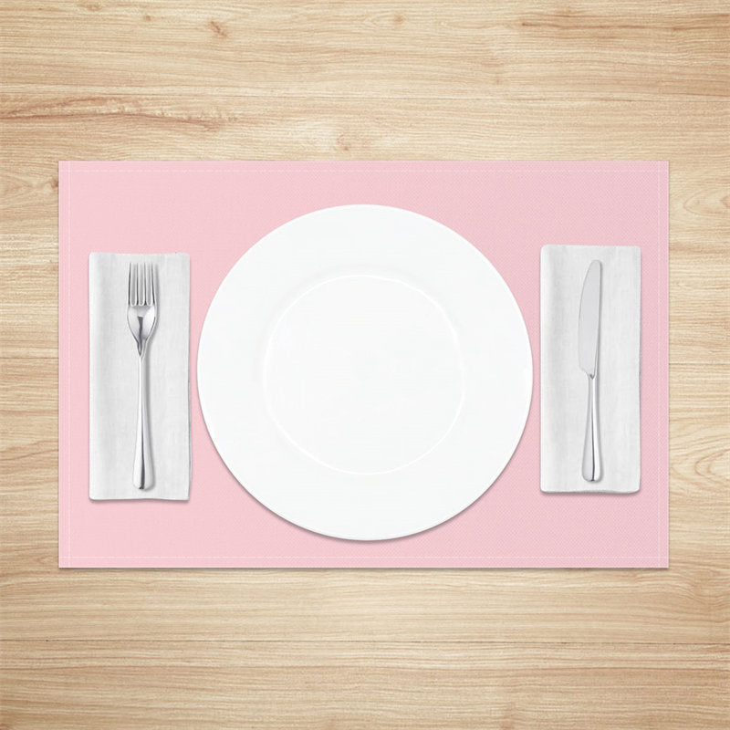 Aperturee - Baby Pink Solid Color Dining Set Of 4 Placemats