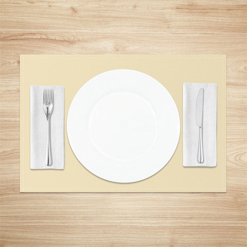 Aperturee - Creamy Premium Solid Color Fabric Set Of 4 Placemats