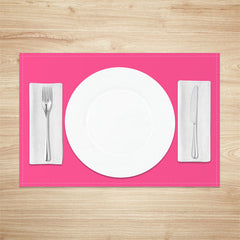 Aperturee - Bright Pink Solid Color Fabric Set Of 4 Placemats