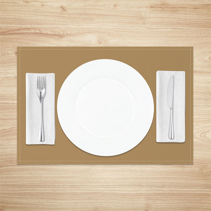 Aperturee - Light Brown Solid Color Fabric Set Of 4 Placemats