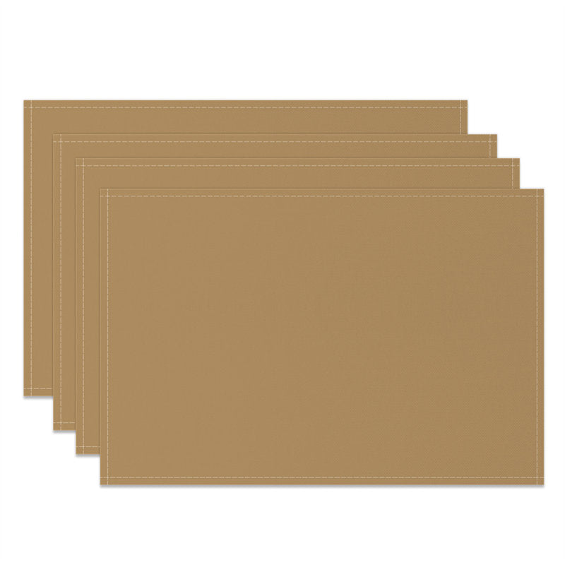 Aperturee - Light Brown Solid Color Fabric Set Of 4 Placemats