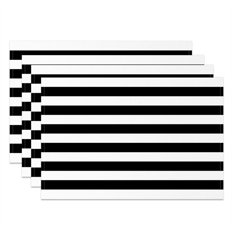 Aperturee - Black And White Stripe Dining Set Of 4 Placemats