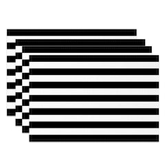 Aperturee - Black And White Stripe Simple Set Of 4 Placemats