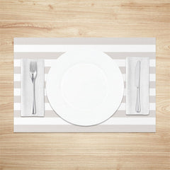 Aperturee - Beige Grey Stripe Simple Dining Set Of 4 Placemats