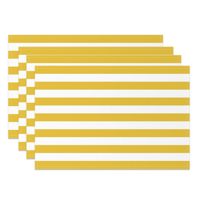 Aperturee - Mustard Yellow And White Stripe Set Of 4 Placemats