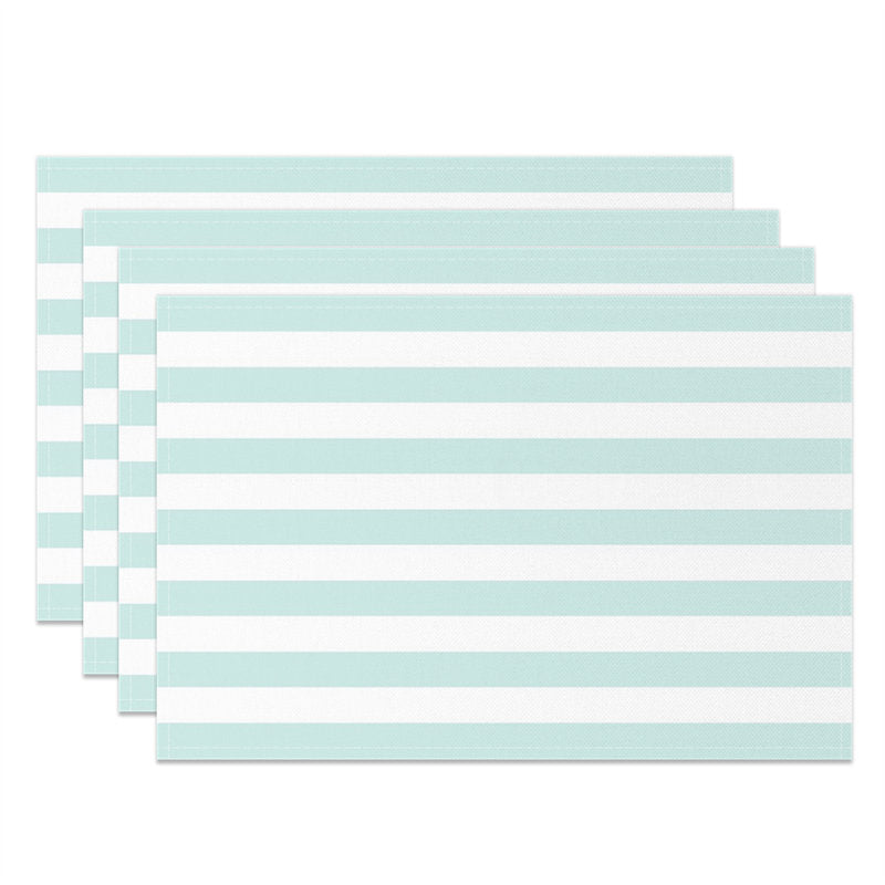 Aperturee - Cyan And White Stripe Dining Set Of 4 Placemats