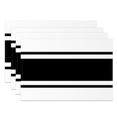 Aperturee - Varying Widths Black White Stripe Set Of 4 Placemats