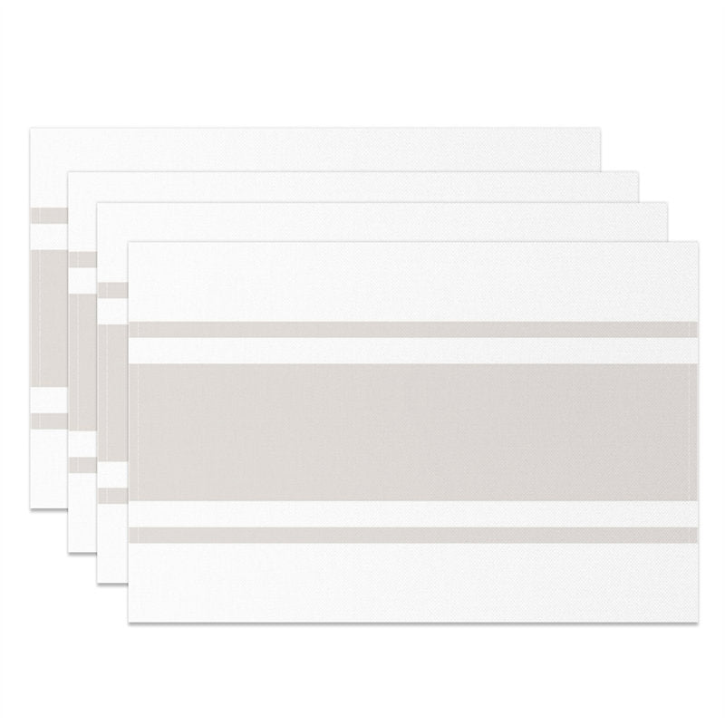 Aperturee - White Grey Line Modern Set Of 4 Placemats For Dinner