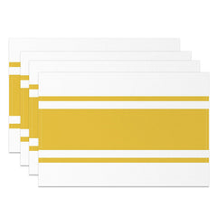 Aperturee - Yellow White Simple Lines Dinner Set Of 4 Placemats