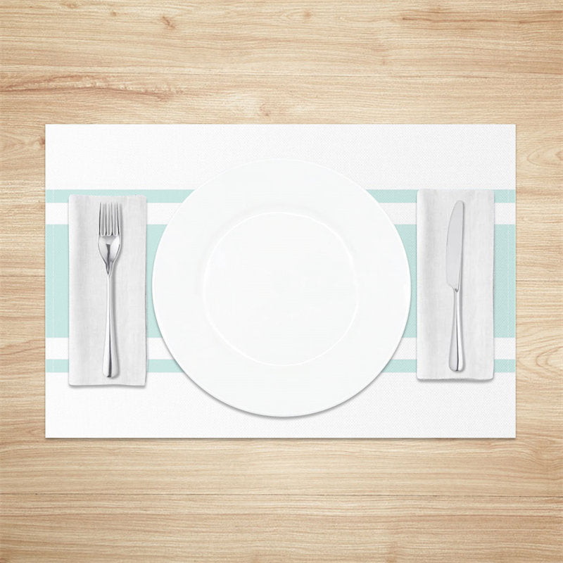 Aperturee - Light Blue White Modern Set Of 4 Placemats For Table