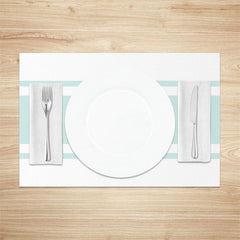 Aperturee - Light Blue White Modern Set Of 4 Placemats For Table