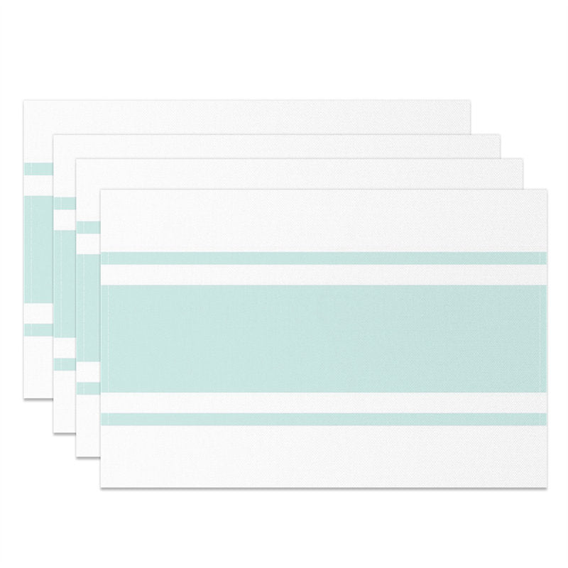 Aperturee - Light Blue White Modern Set Of 4 Placemats For Table