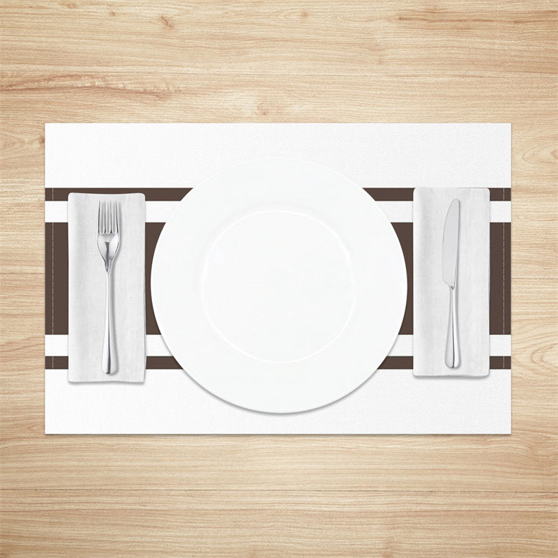 Aperturee - Dark Brown White Lines Dinner Set Of 4 Placemats