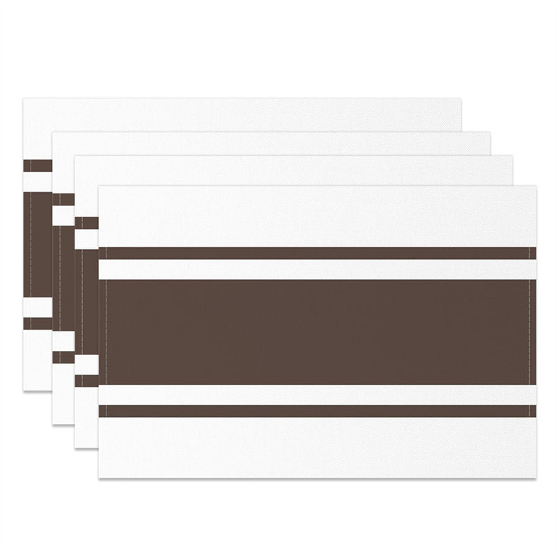 Aperturee - Dark Brown White Lines Dinner Set Of 4 Placemats