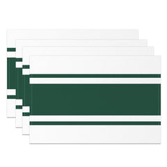 Aperturee - Dark Green White Elegant Simple Set Of 4 Placemats