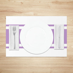 Aperturee - Taro Purple White Lines Rectangle Set Of 4 Placemats