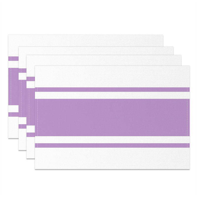 Aperturee - Taro Purple White Lines Rectangle Set Of 4 Placemats