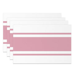 Aperturee - Lovely Pink White Lines Rectangle Set Of 4 Placemats