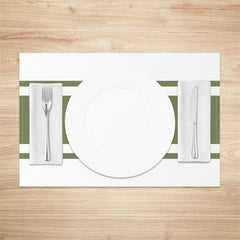 Aperturee - Green Stripe White Simple Dining Set Of 4 Placemats