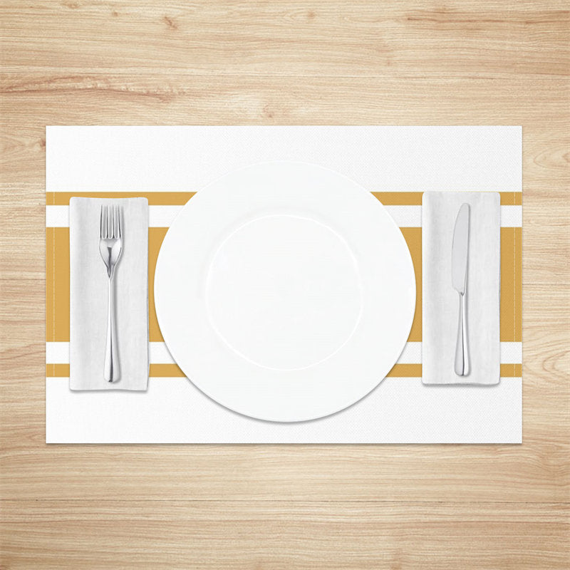 Aperturee - Yellow White Modern Set Of 4 Placemats For Table