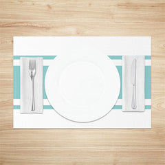 Aperturee - Modern Cyan Stripe Simple Dining Set Of 4 Placemats