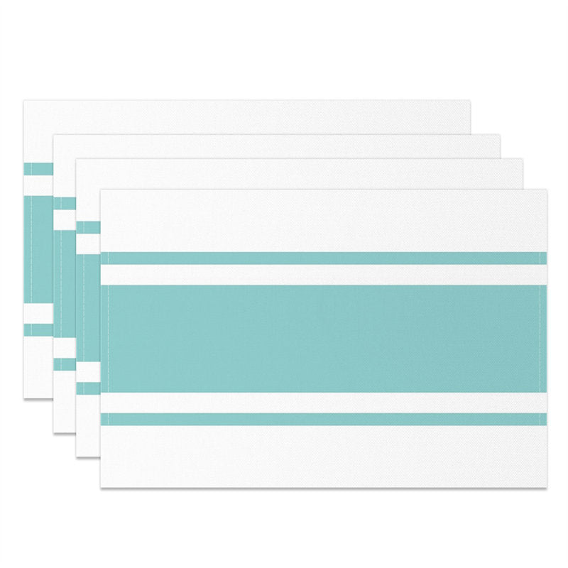 Aperturee - Modern Cyan Stripe Simple Dining Set Of 4 Placemats