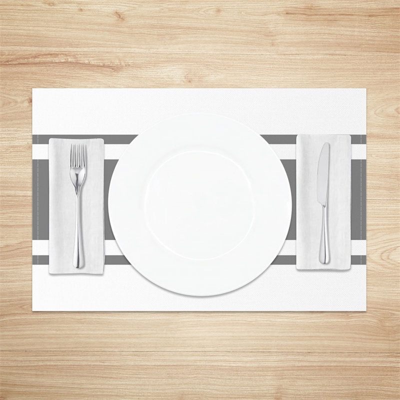 Aperturee - Grey White Simple Formal Dinner Set Of 4 Placemats