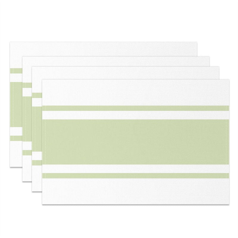 Aperturee - Grass Green White Stripe Modern Set Of 4 Placemats