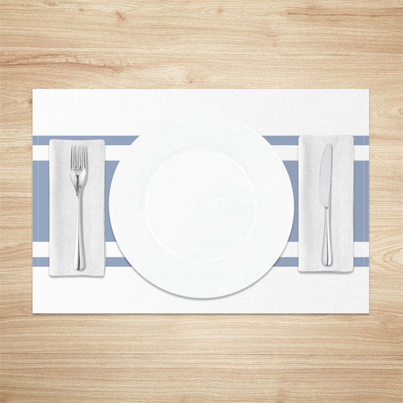 Aperturee - Haze Blue Elegant Modern Simple Set Of 4 Placemats