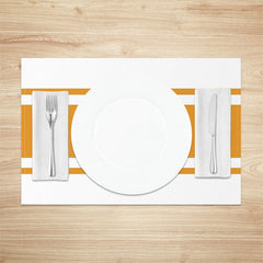 Aperturee - Orange White Simple Lines Dinner Set Of 4 Placemats