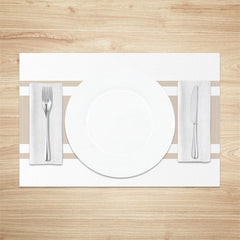 Aperturee - Khaki Lines Rectangle Set Of 4 Placemats For Dinner