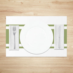 Aperturee - Light Green White Line Set Of 4 Placemats For Table