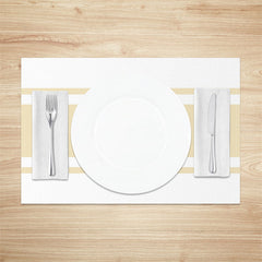 Aperturee - Beige White Stripe Modern Dinner Set Of 4 Placemats