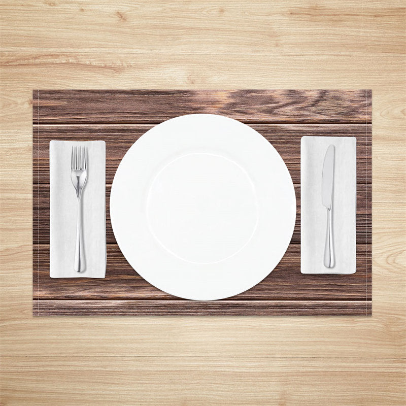 Aperturee - Nature Wood Texture Simple Dining Set Of 4 Placemats