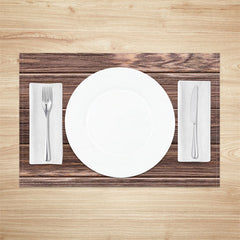 Aperturee - Nature Wood Texture Simple Dining Set Of 4 Placemats