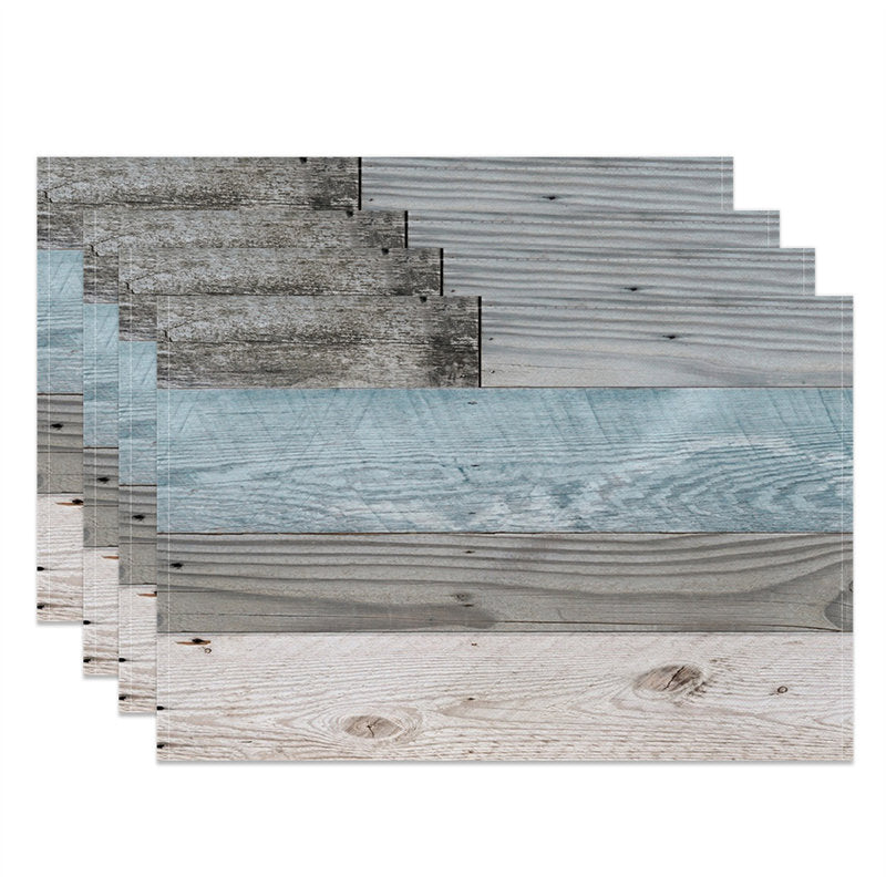 Aperturee - Grey Blue Wooden Textured Wall Set Of 4 Placemats