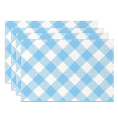 Aperturee - Blue White Rhombus Plaid Dining Set Of 4 Placemats