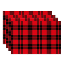 Aperturee - Black Red Checkred Plaid Vintage Set Of 4 Placemats