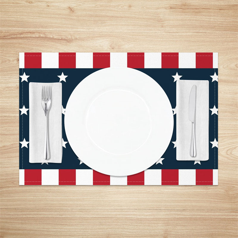 Aperturee - Flag Stripe Star Independence Day Set Of 4 Placemats